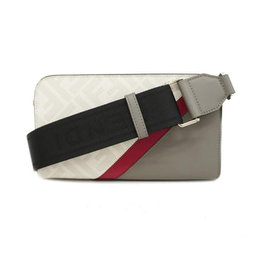 FENDI Shoulder Bag Zucca Leather Gray Silver Hardware Women's