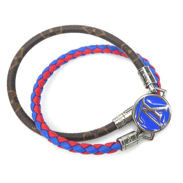 LOUIS VUITTON Bracelet Multi XS Monogram Leather Brown x Blue Red M8004