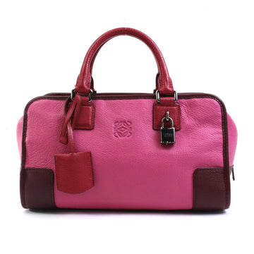 LOEWE Handbag Amazona Leather Magenta/Burgundy Silver Women's