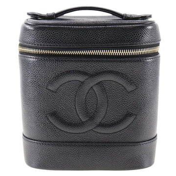 CHANEL Vanity Handbag A01998 Caviar Skin Made in France 2001 Zipper Ladies
