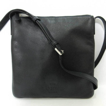 LOEWE bag shoulder dark navy blue logo diagonal hanging square women's leather