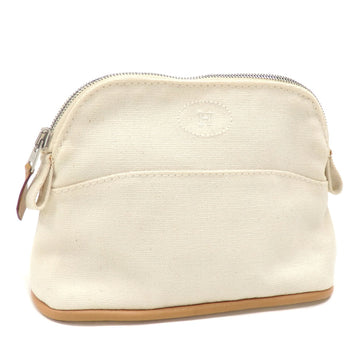HERMES Bolide Pouch Women's Natural White Canvas Leather
