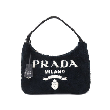 PRADA Re-Edition 2000 Terry Mini Bag Hand Fabric Black White 1NE515