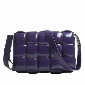 BOTTEGA VENETA Intrecciato Patent Padded Cassette Shoulder Bag - Purple