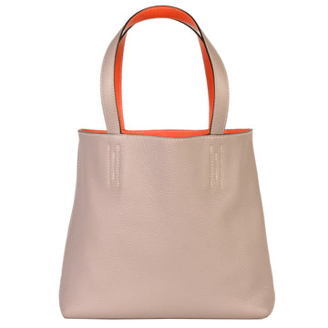 HERMES Double Sense 28 Reversible Tote Bag T-engraved [manufactured in 2015] Handbag Glycine Orange Taurillon Clemence