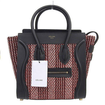 Celine Bag Ladies Handbag Luggage Micro Shopper Leather Tweed Black Red White
