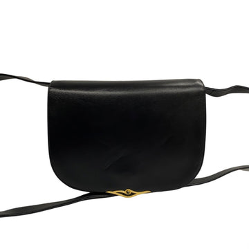 CARTIER Vintage Sapphire Line Metal Fittings Leather Genuine 2way Shoulder Bag Clutch Navy