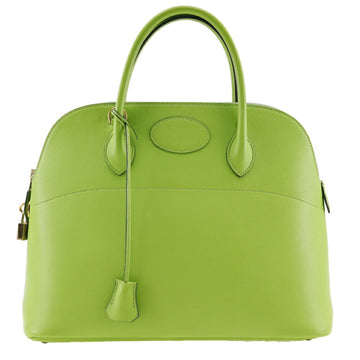 HERMES Bolide 35 Handbag Voga River Made in France 1994 Yellow Green 〇X Shoulder Bag 2way Zipper Ladies