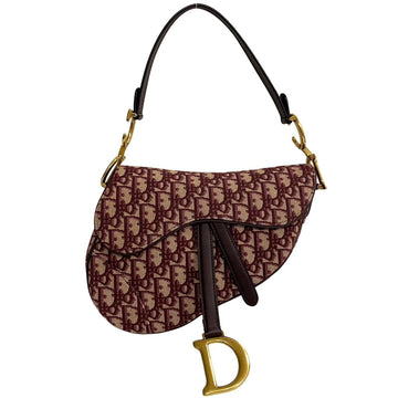 CHRISTIAN DIOR Saddle Bag Trotter Canvas Leather Genuine Handbag One Shoulder Bordeaux 23255