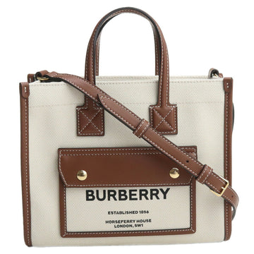 BURBERRY 8044143 Tote Bag NATURAL-TAN White Brown Ladies