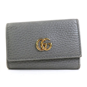 GUCCI Key Case GG Marmont Leather/Metal Gray/Gold Unisex 456118 e56067f