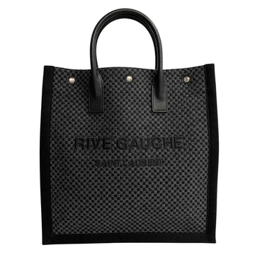 YVES SAINT LAURENT rive gauche leather genuine felt tote bag handbag black 23269