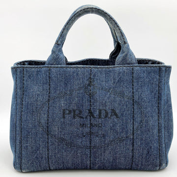PRADA Kanapa Tote Bag Handbag Shoulder 2WAY Blue Denim Ladies Men's Fashion