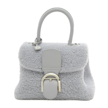 DELVAUX Brillon Mini Shearling Handbag Ice Gray *Shoulder missing