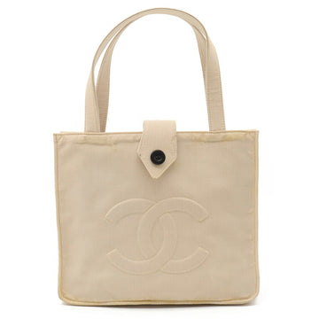 CHANEL here mark button tote bag handbag nylon light pink beige