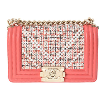 Chanel Boy Pink Ladies Tweed/Leather Shoulder Bag