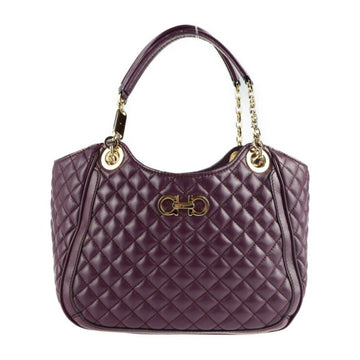 Salvatore Ferragamo Gancini handbag AB 21 E106 leather purple quilting