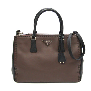 PRADA Galleria BN2274 Women's Leather Handbag,Shoulder Bag Black,Dark Brown