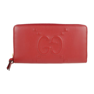 Gucci Long Wallet 453393 Leather Red Round Zipper