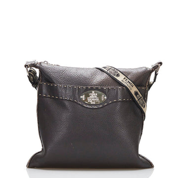 FENDI Selleria shoulder bag 8BT092 brown leather ladies