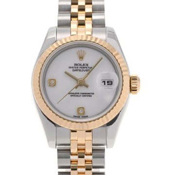 Rolex Datejust 2P Diamond 179173 2BR Ladies YG/SS Watch Automatic Winding White Dial