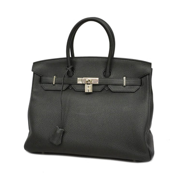 Hermes handbag Birkin 35 T engraved Togo black silver Metal