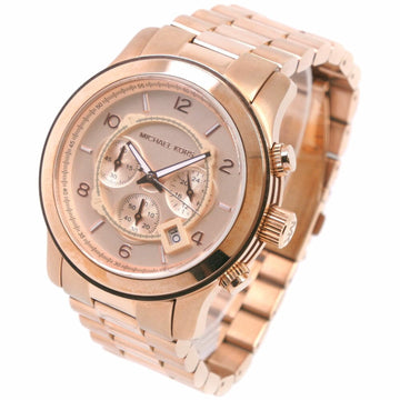 MICHAEL KORS MK8096 Stainless Steel Pink Gold Quartz Chronograph Unisex Dial Watch A-Rank
