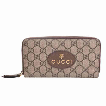 Gucci Neo GG Supreme Zip Around Long Wallet Brown PVC
