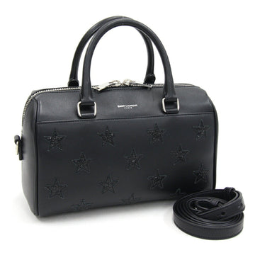 SAINT LAURENT Handbag 332423 Baby Duffle Black Leather Shoulder Bag Boston Women's Star