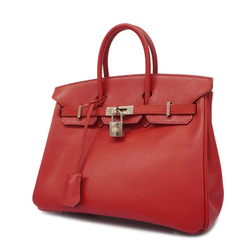 Hermes Birkin 25 K Stamp Epsom Leather Handbag Rouge Garance