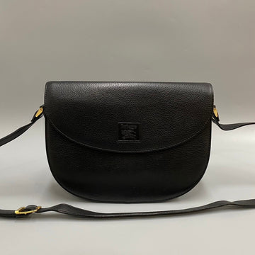 BURBERRYS Vintage Nova Check Logo Leather Genuine Canvas Mini Shoulder Bag Black