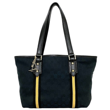 Gucci Handbag Black Yellow Sherry 137396 Canvas Leather GUCCI GG Ladies