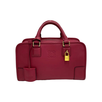 LOEWE Anagram Logo Amazona 28 Leather Genuine Handbag Mini Boston Bag Pink
