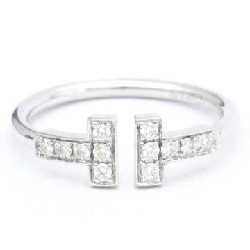 TIFFANYPolished  T Wire Ring Diamond 18K White Gold Band Ring BF561643