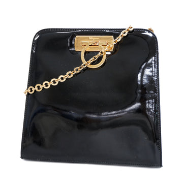 SALVATORE FERRAGAMOAuth  Gancini Shoulder Bag Women's Patent Leather Black