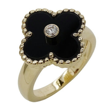 VAN CLEEF & ARPELS Alhambra Women's Ring 750YG Diamond Onyx Yellow Gold T48 Approx. No. 8 Polished