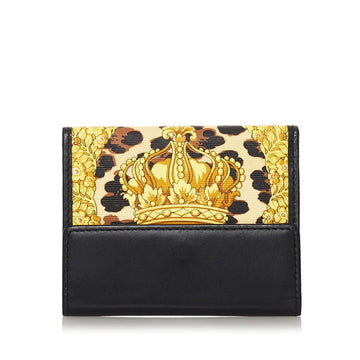 Versace leopard card case black yellow PVC leather ladies VERSACE