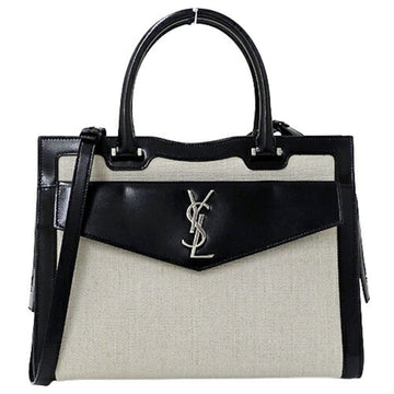 SAINT LAURENT Bag Ladies Handbag Shoulder 2way Uptown Medium Leather Canvas Black White 557653 Bicolor