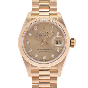 Rolex Datejust 10P Diamond 69178G Women's YG Watch Automatic Winding Champagne Dial