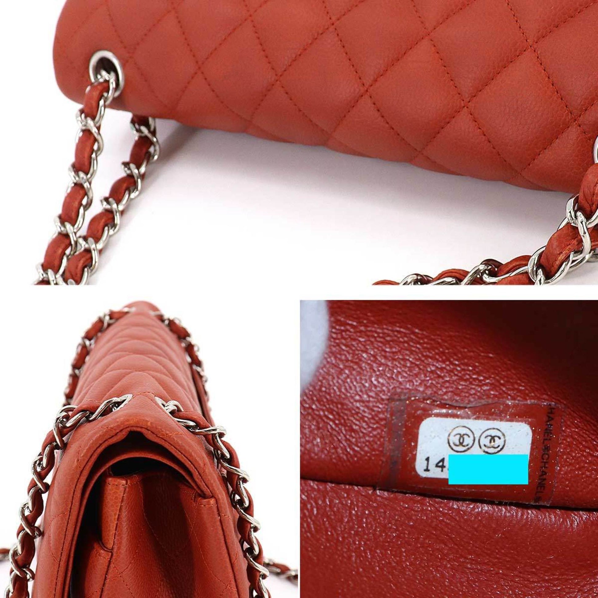 Chanel matelasse 30 chain shoulder bag caviar skin leather orange A586