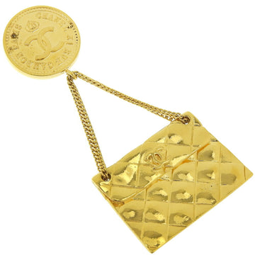 CHANEL bag motif brooch here mark matelasse gold plated ladies