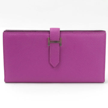 Hermes Bi-Fold Wallet Bearnsfre Rose Purple Vaux Epson Ladies