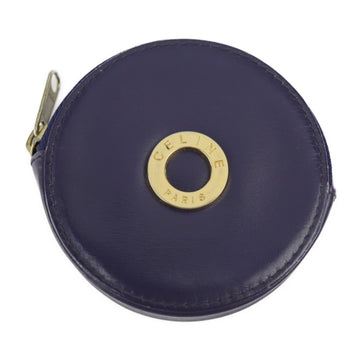 Celine coin case leather purple navy gold metal fittings circle logo purse