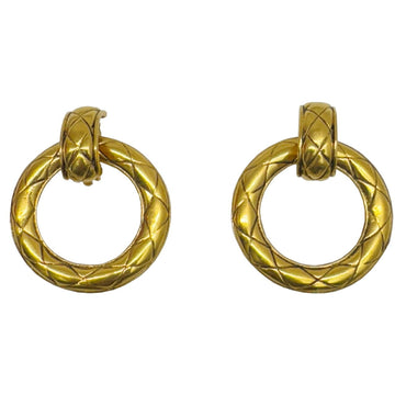 CHANEL Matelasse Circle Earrings GP Gold Ladies