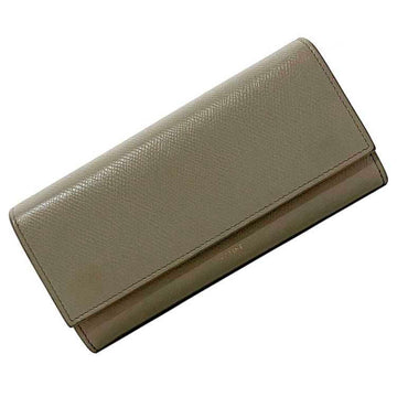 CELINE bi-fold long wallet large flap beige graige leather  ladies