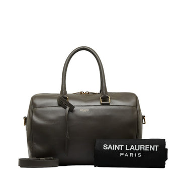 SAINT LAURENT Classic Duffle 6 Handbag Shoulder Bag 322049 Gray Leather Women's