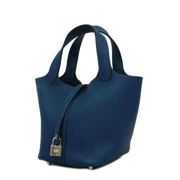 HERMES Handbag Picotan Lock PM Z Engraved Taurillon Maurice Deep Blue Ladies