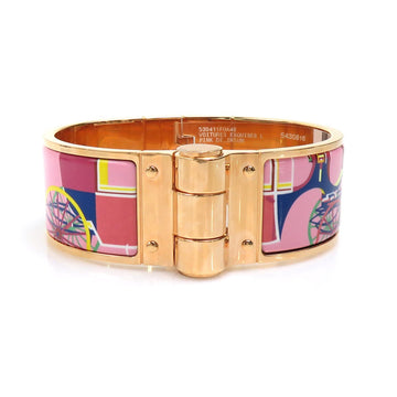 HERMES Bangle Bracelet Charniere Metal/Enamel Pink Gold/Multicolor Women's