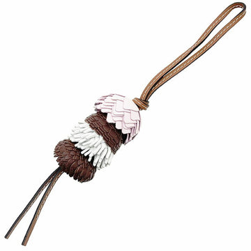 LOEWE charm flowers bag leather multicolor light pink white dark brown 111.10.125  flower key holder ring hook