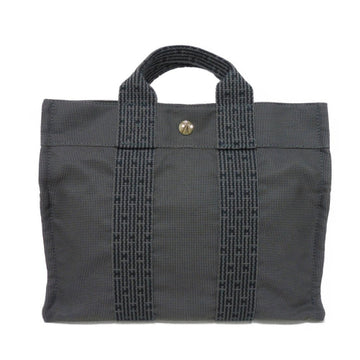 HERMES Tote Bag Yale Line PM Nylon Canvas Handbag W Serie Button Dark Gray Men's Women's